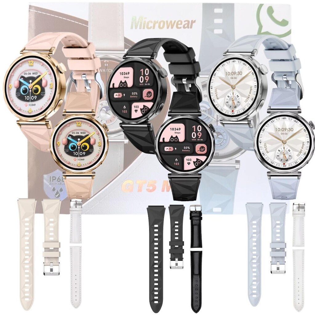Smartwatch GT5 Mini Relogio Microwear Responde Whatss Chamadas Notificação Feminino Ilha Dinamica