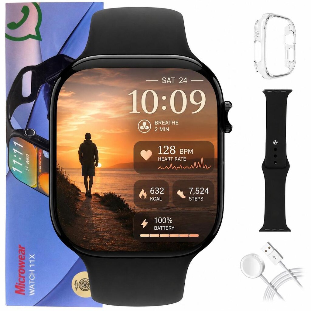 Smartwatch Microwear W11X Responde Whatss Memória 1GB Chamadas Bluetooth GPS NFC Tela Amoled