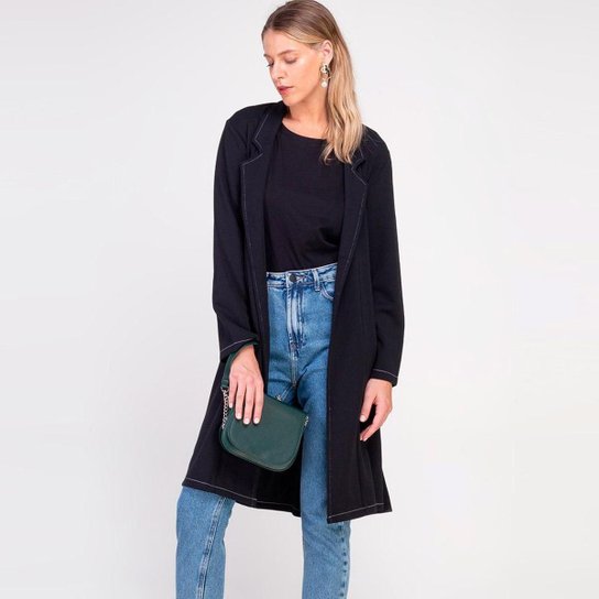 Sobretudo Elora Amplo Cinto Feminino - Preto