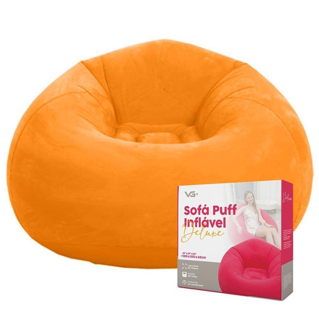 Sofá Poltrona Puff Inflável Deluxe Aveludado Vg+