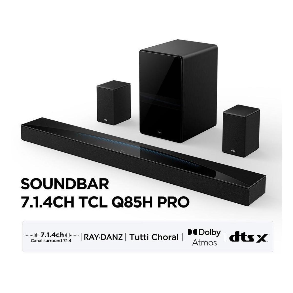TCL Q85H Pro 7.1.4ch 860W サウンドバー Soundbar TCL Q85H Pro 7.1.4 Bluetooth v5.4 com Subwoofer 860W