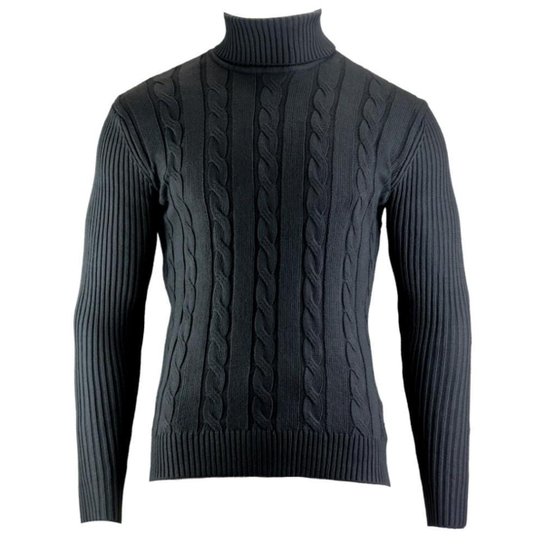 Suéter Broken Rules Masculino Tricot Gola Alta - Preto Menor preço em Suéter Broken Rules Masculino Tricot Gola Alta - Preto