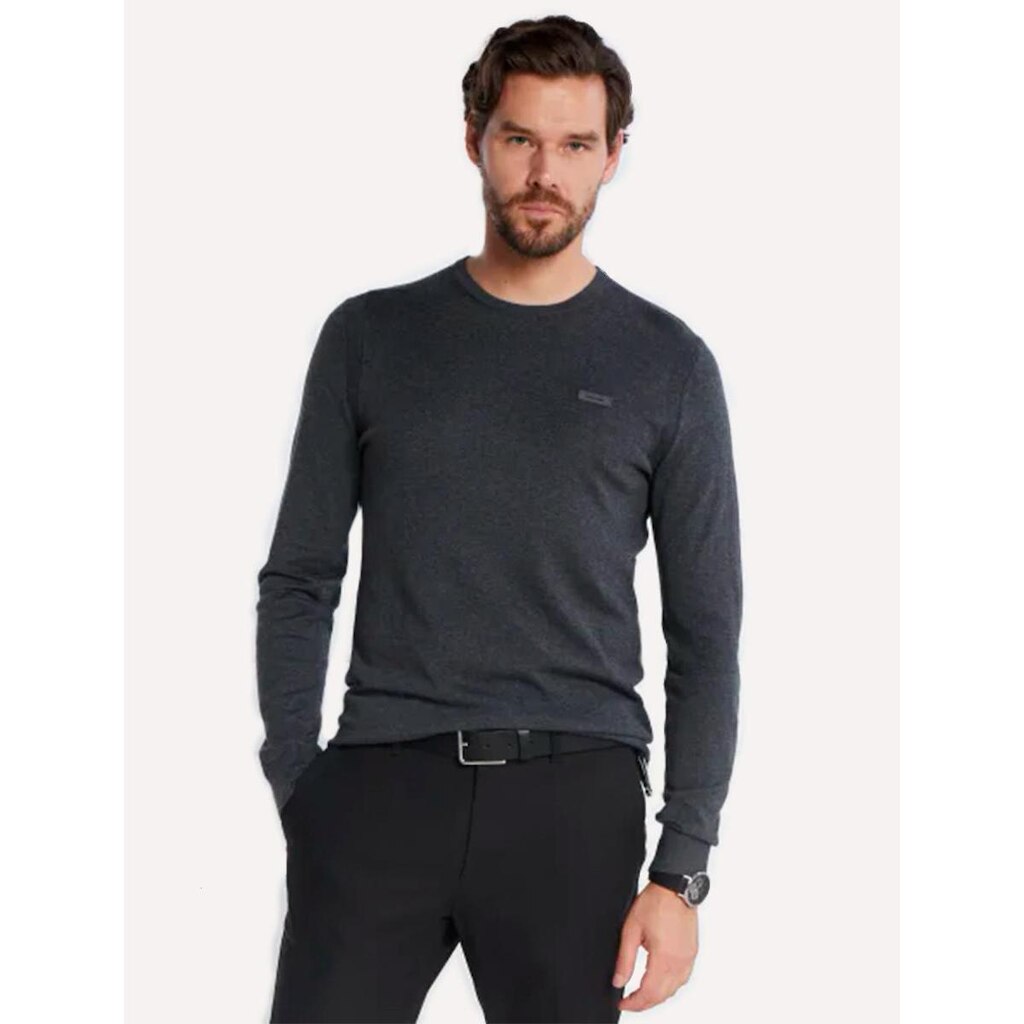 Suéter Calvin Klein Jeans Masculino Tricot C-Neck Silk Blend Chumbo Mescla