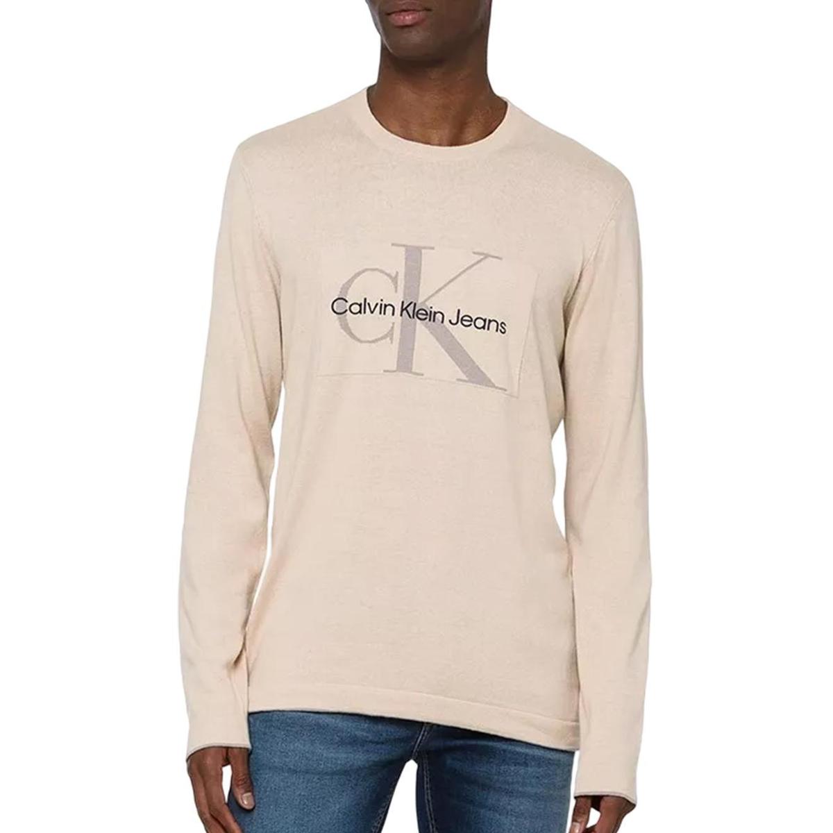 Suéter Calvin Klein Jeans Masculino Tricot Reissue Areia - Areia | Netshoes