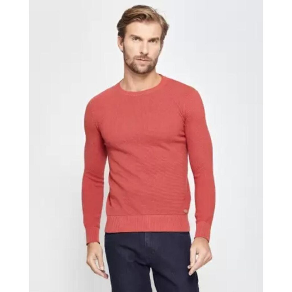 Suéter de tricô texturizado vermelho
