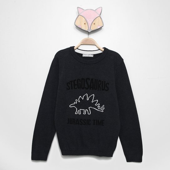 Suéter de Tricot Hering Kids Stegosaurus Menino - Chumbo Menor preço em Suéter de Tricot Hering Kids Stegosaurus Menino - Chumbo