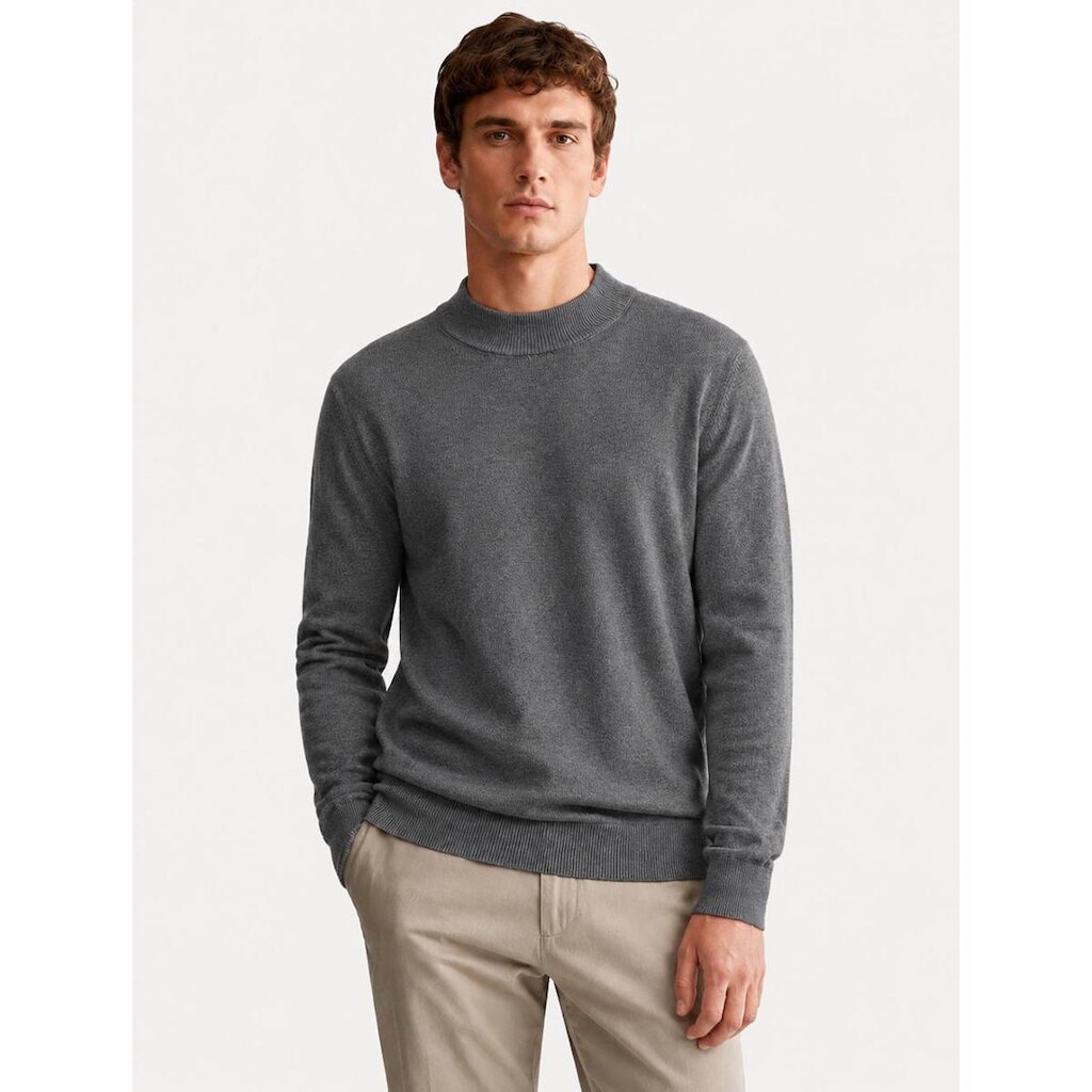 Suéter Dixen Masculino Tricot Basic Crewneck Cinza Escuro