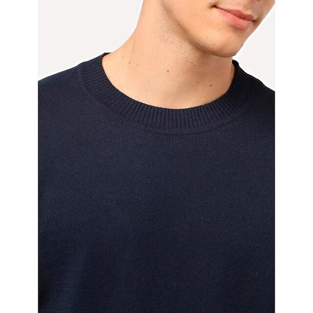 Sueter Ellus Masculino Tricot C-Neck Visco Like Basic Round Azul Marinho