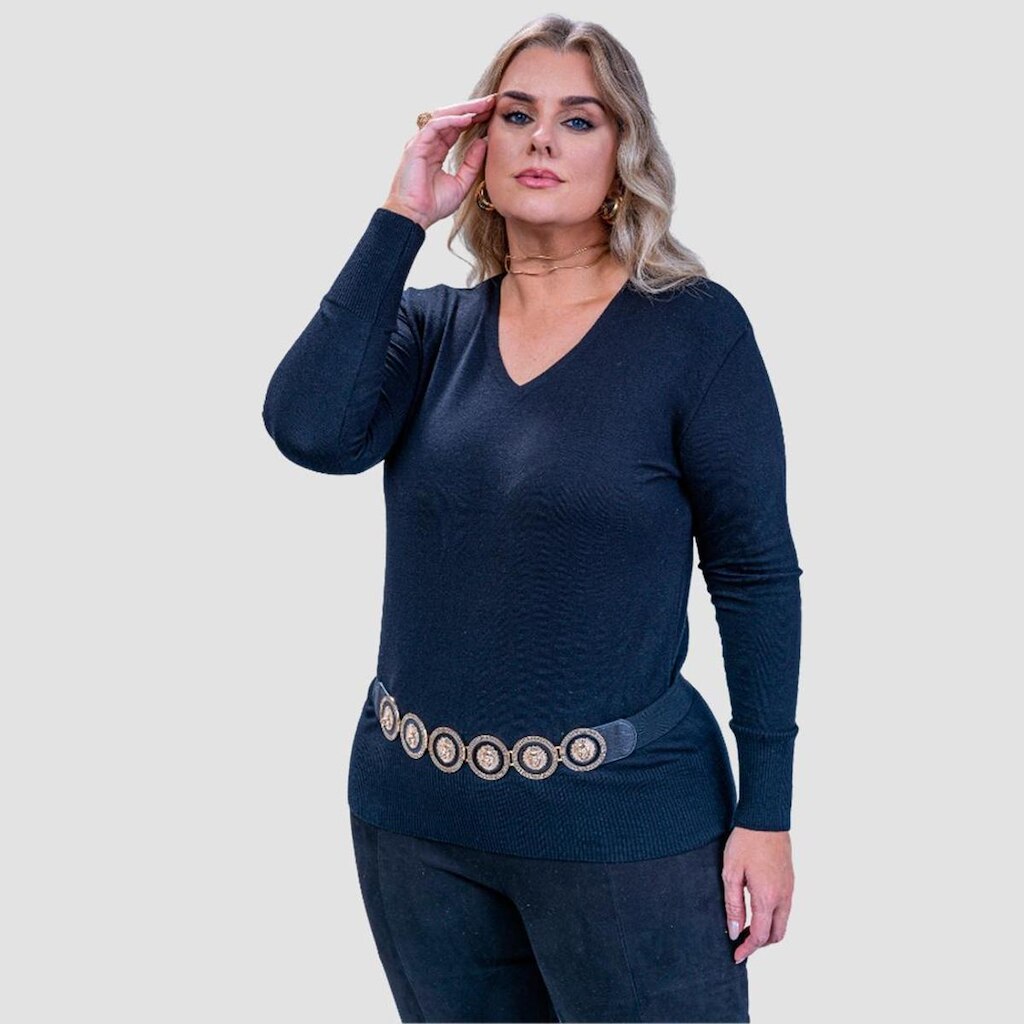 Suéter Feminino Básico Modal Gola V