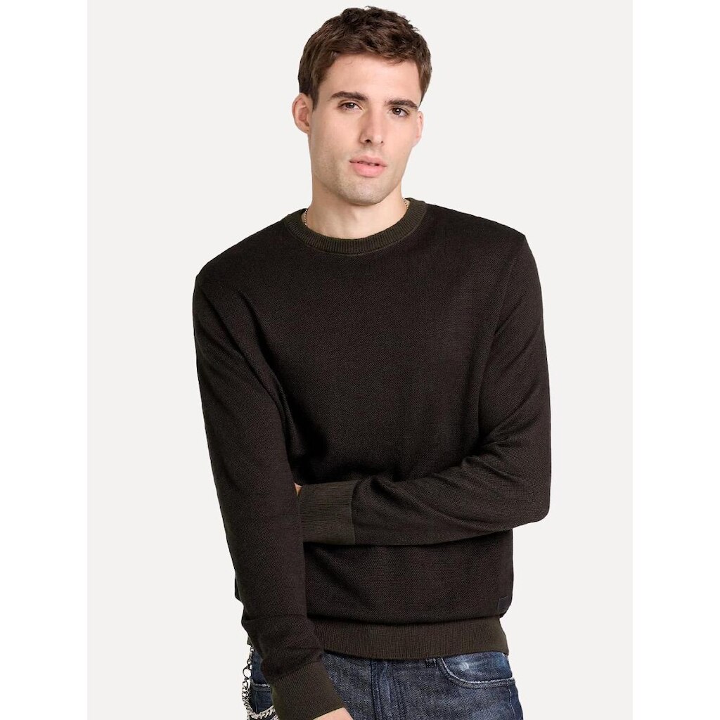 Suéter John John Masculino Regular Fit Tricot Smooth Marrom Médio