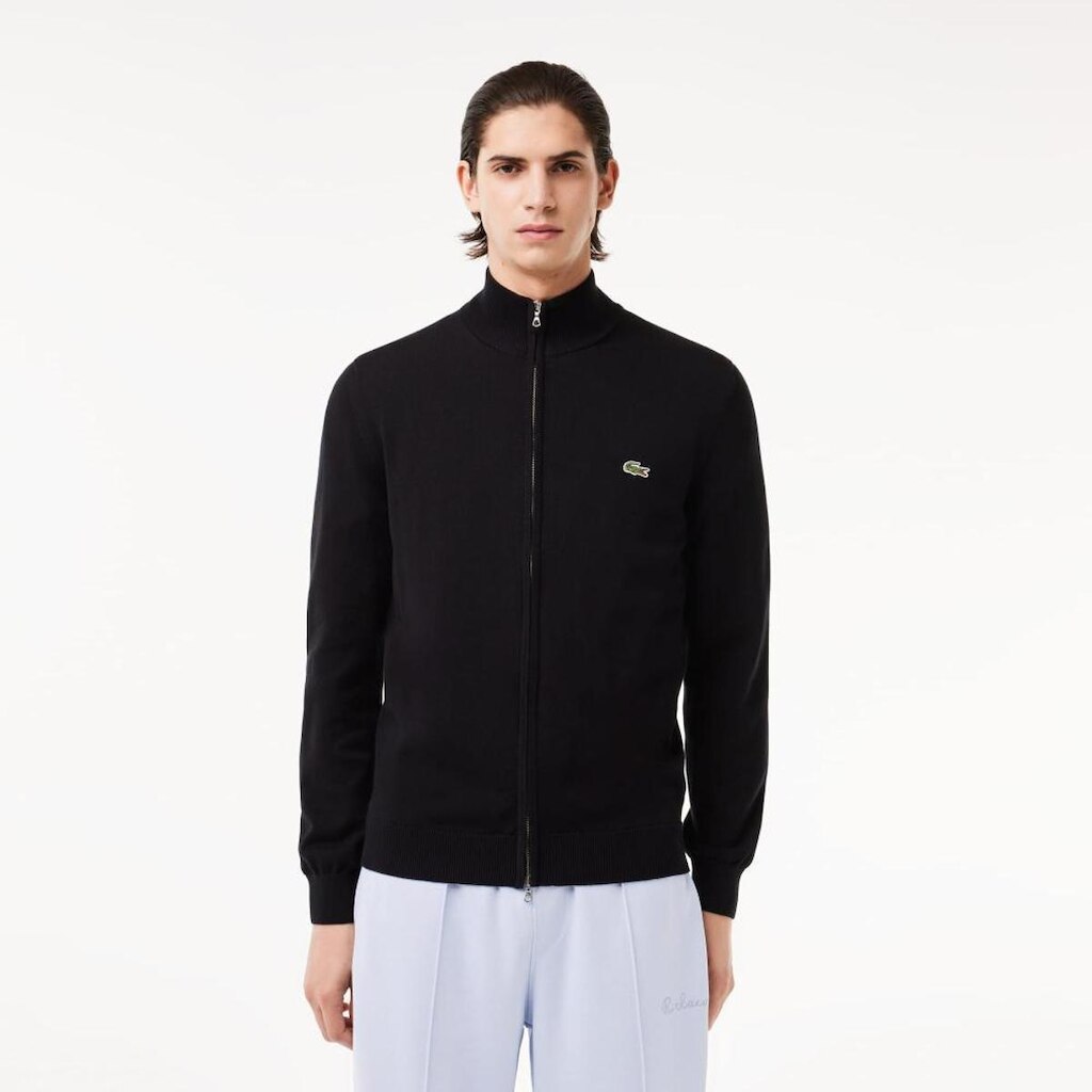 Suéter Lacoste com Zíper e Gola Alta de Algodão Orgânico Masculino