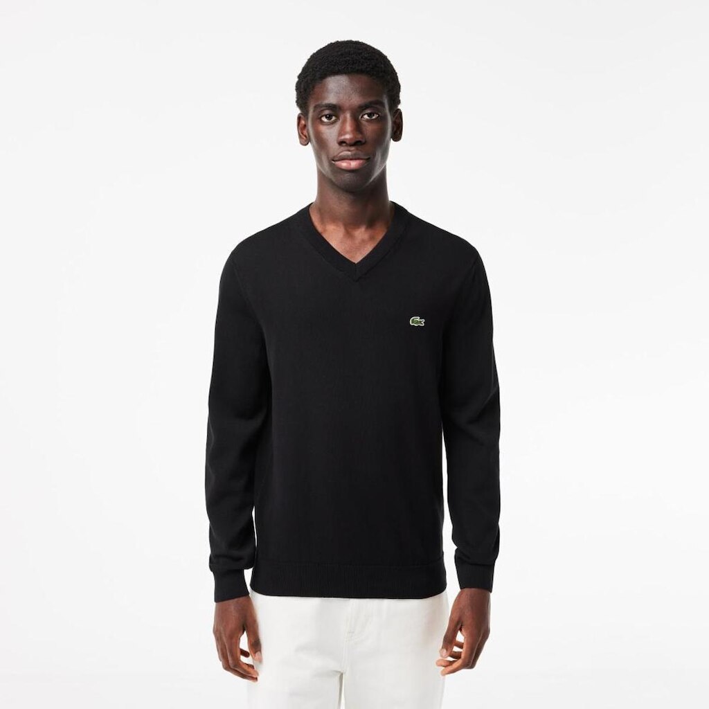 Suéter Lacoste de Algodão Orgânico com Gola V Masculino