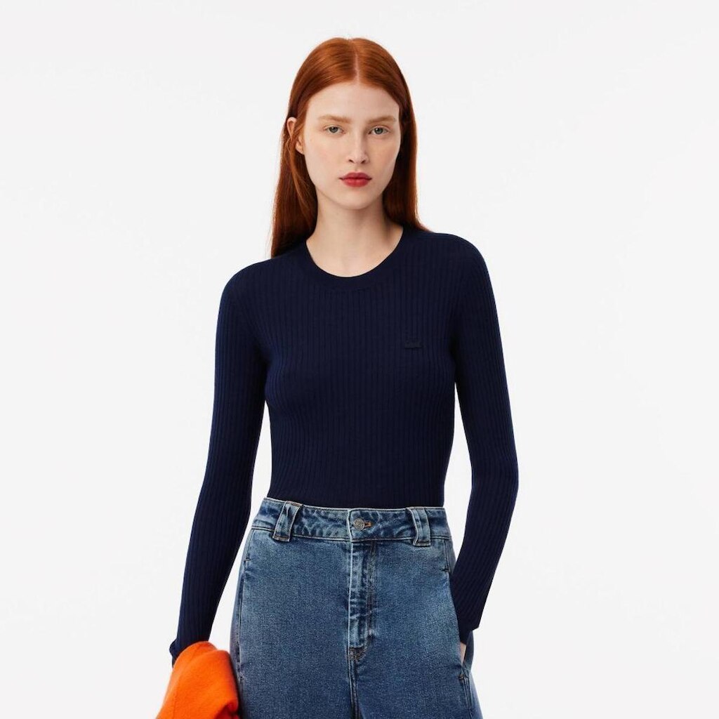 Suéter Lacoste De Gola Olímpica De Malha Merino 3D Lacoste Feminino