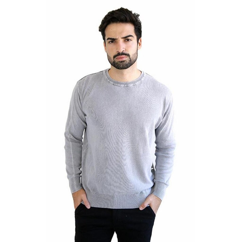 Suéter Masculino Algodão Liso Gola Redonda