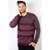 Suéter masculino de malha com padrão listrado 50615 - Bordô+Cinza