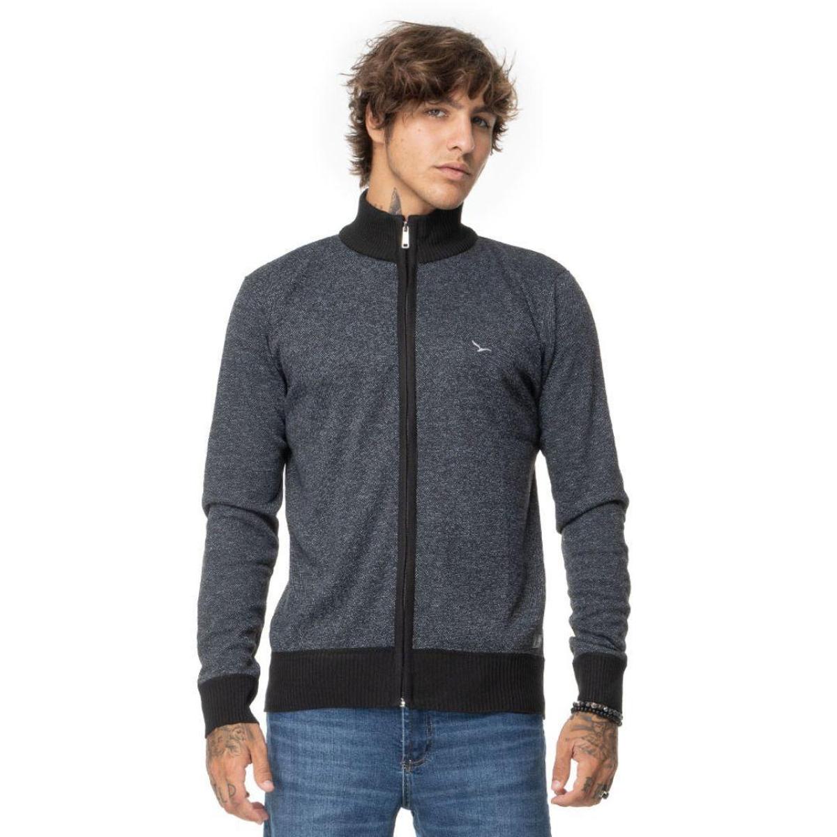 Suéter Masculino Gola Alta Com Zíper Yacht Master 390008C - Preto ...
