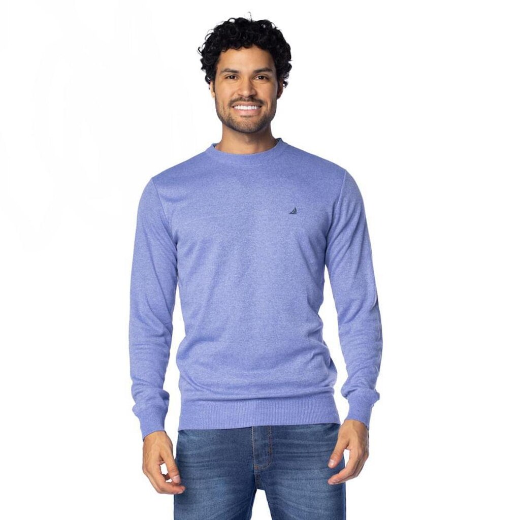 Suéter Masculino John Sailor Liso Gola Careca Azul/Royal