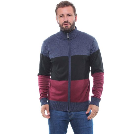 Sueter Masculino Tricot Com Ziper Crocker - 47870 - Listrado Menor preço em Sueter Masculino Tricot Com Ziper Crocker - 47870 - Listrado