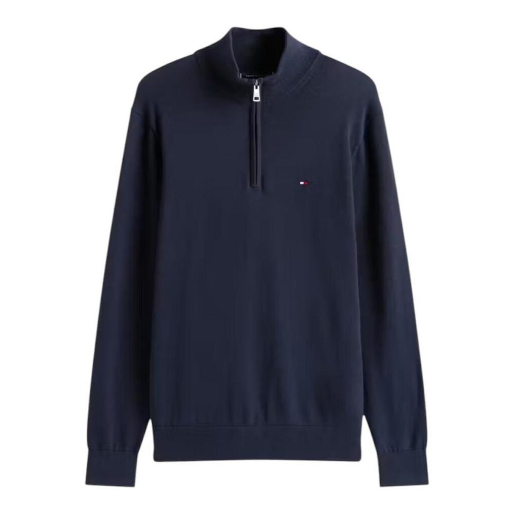 Suéter Tommy Hilfiger Essential Gola Alta C/Ziper Preto