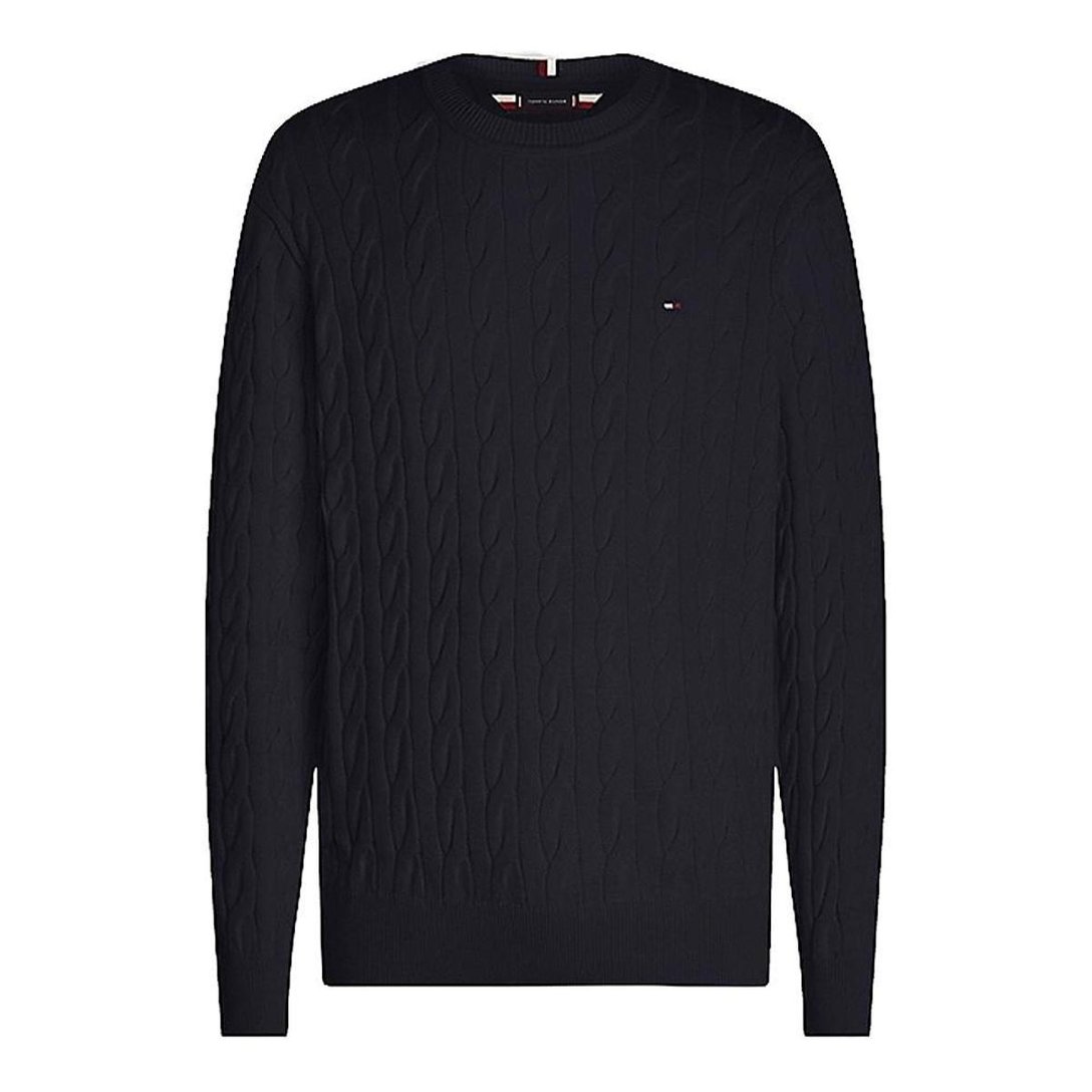 Suéter Tommy Hilfiger Manga Longa Classic Cable Crew - Marinho
