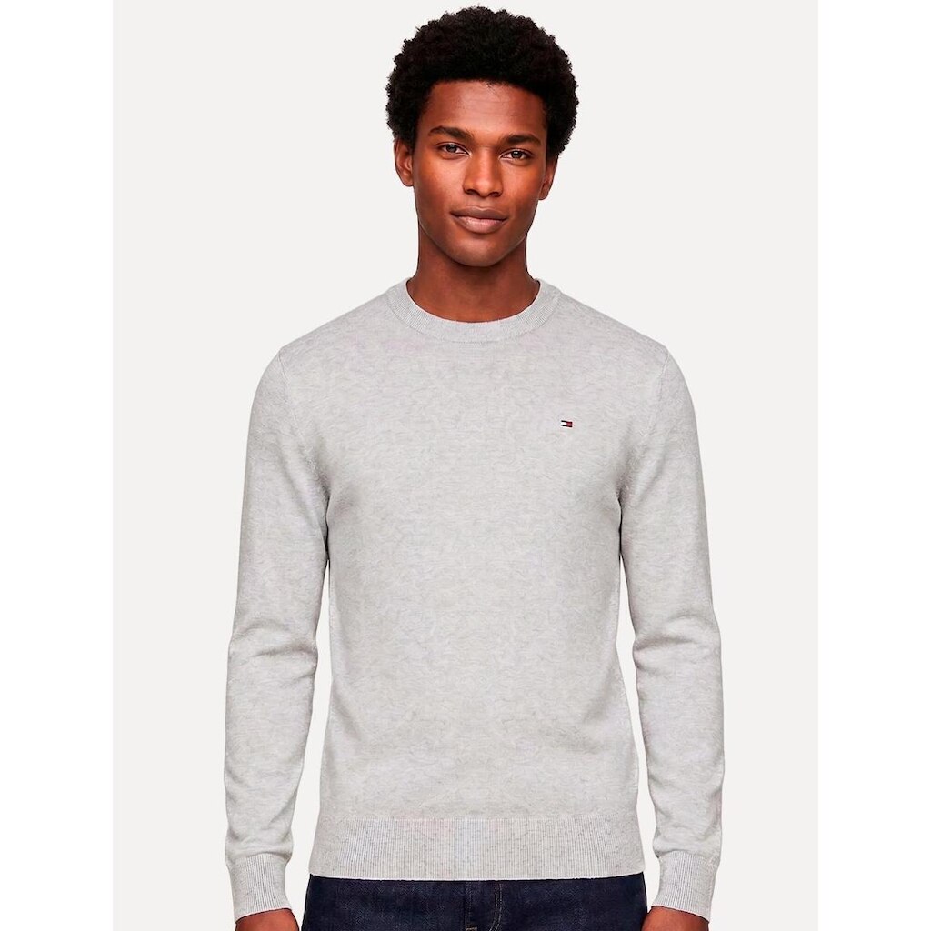 Suéter Tommy Hilfiger Masculino Crewneck Essential Cotton Cinza