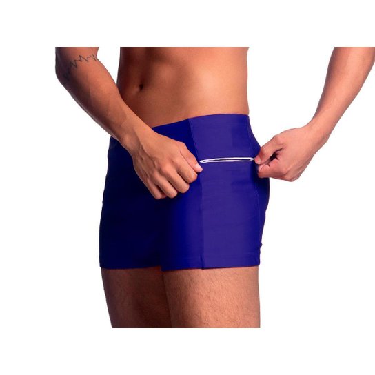 Sunga Boxer Com Bolso Sunga Box Masculina de Praia - Azul Menor preço em Sunga Boxer Com Bolso Sunga Box Masculina de Praia - Azul