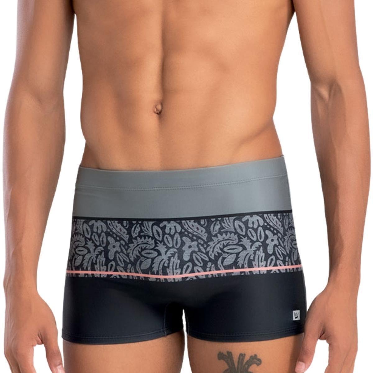 Sunga Boxer Hang Loose Forrada com Cordão de Regulagem Estampa de Folhagem Moda Praia FPS 50 Verão Menor preço em Sunga Boxer Hang Loose Forrada com Cordão de Regulagem Estampa de Folhagem Moda Praia FPS 50 Verão