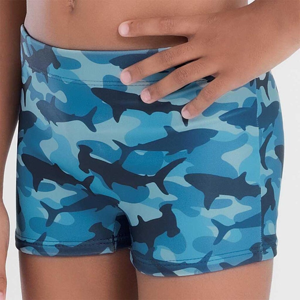Sunga Boxer Infantil Estampada Tubarão