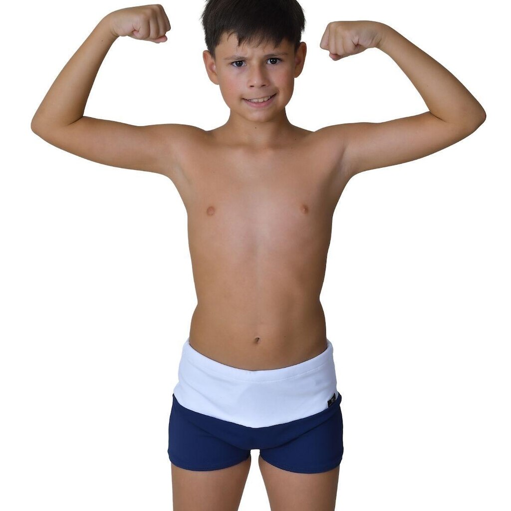 Sunga Infantil Boxer Azul Marinhe e Branco