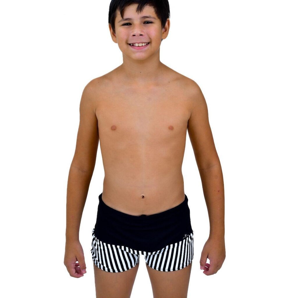 SUNGA INFANTIL BOXER PRETO LISTRA