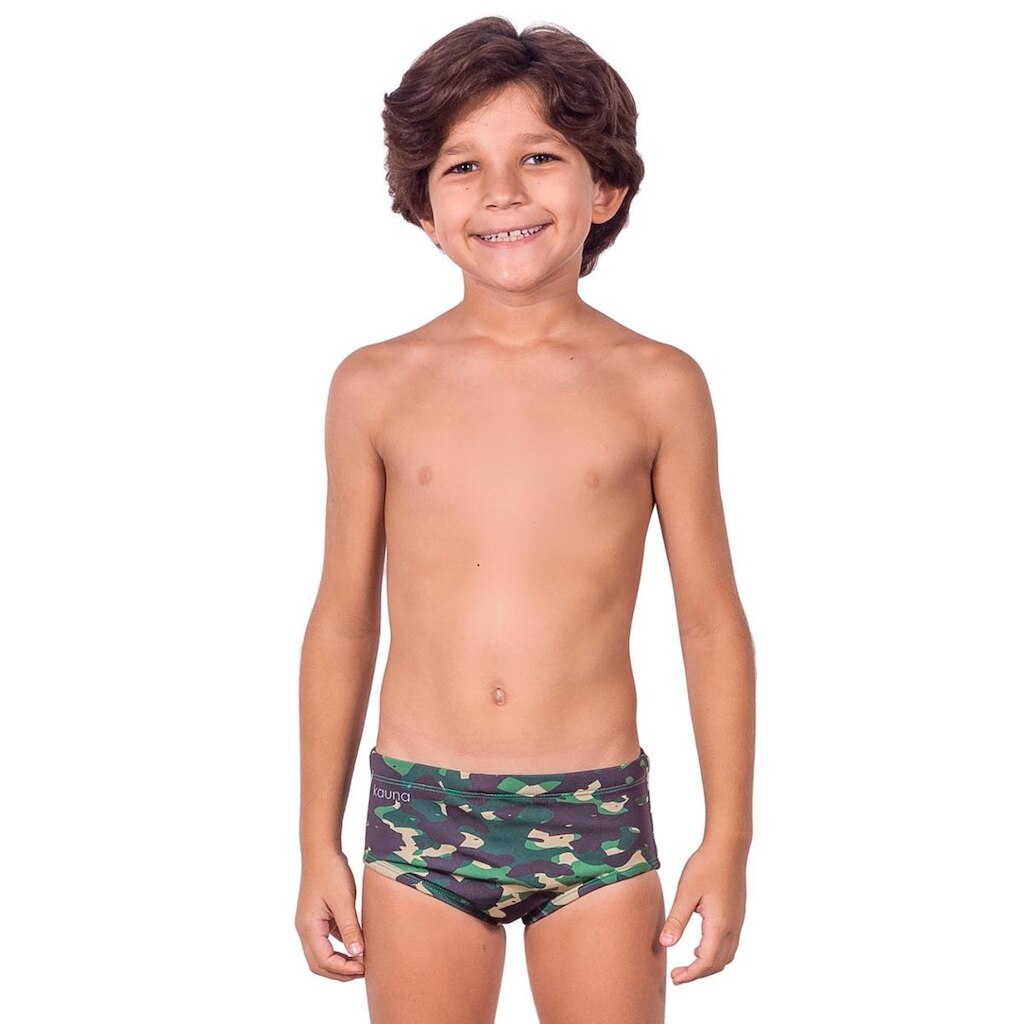 SUNGA INFANTIL CAMUFLAGEM MILITAR COM FORRO E PROTEÇÃO UV 50+ KAUNA