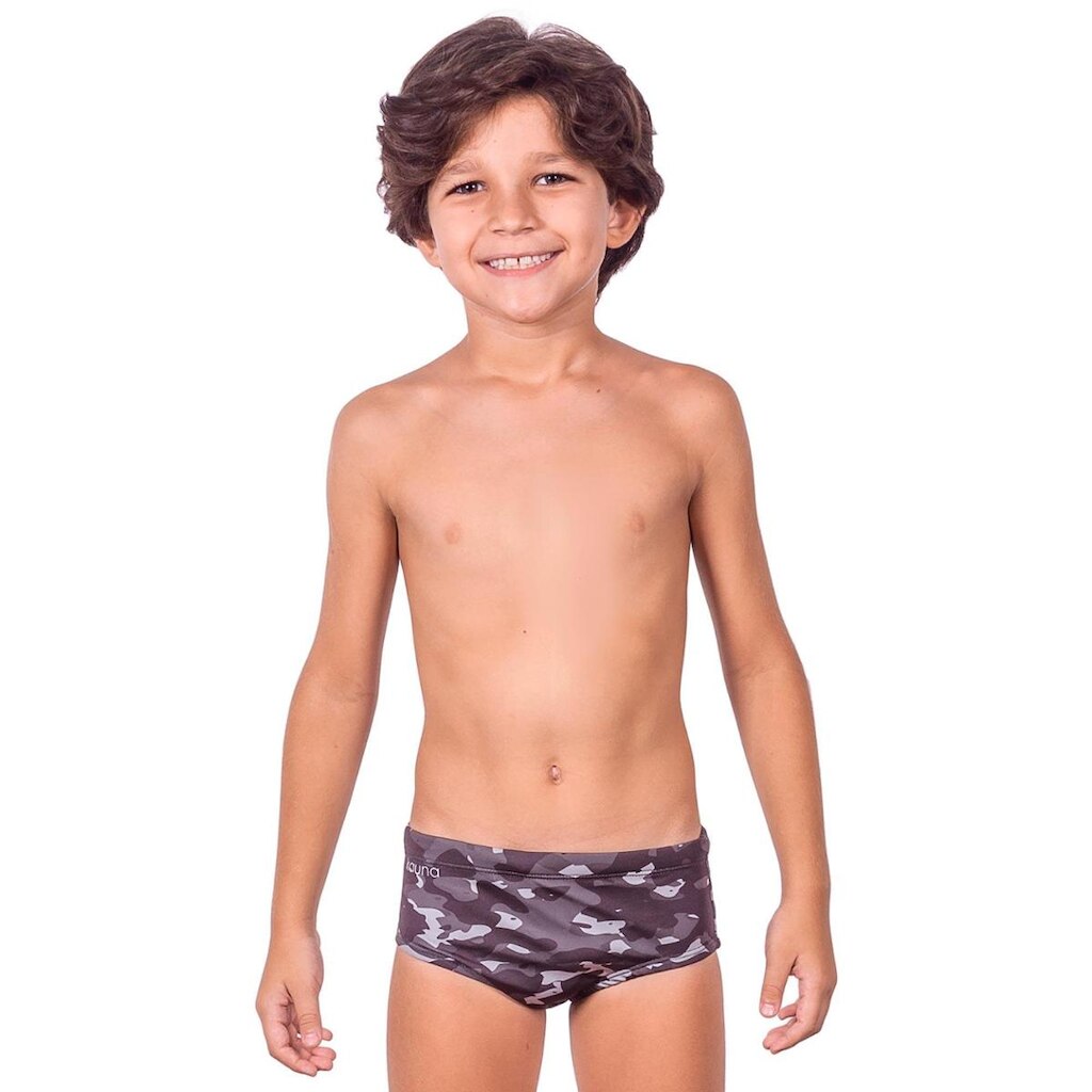 SUNGA INFANTIL CAMUFLAGEM NOTURNA COM FORRO E PROTEÇÃO UV 50+ KAUNA