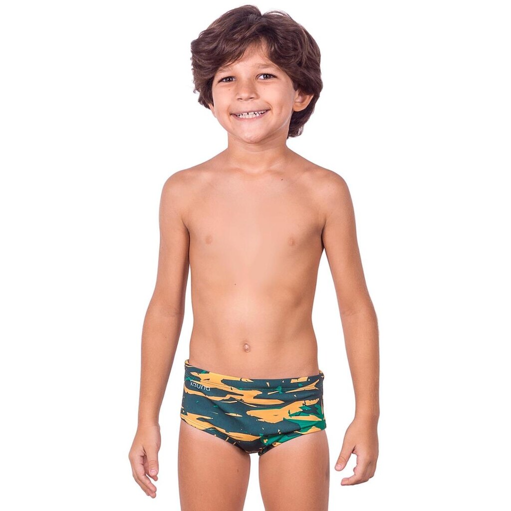 SUNGA INFANTIL CAMUFLAGEM SERRA LEOA COM FORRO E PROTEÇÃO UV 50+ KAUNA