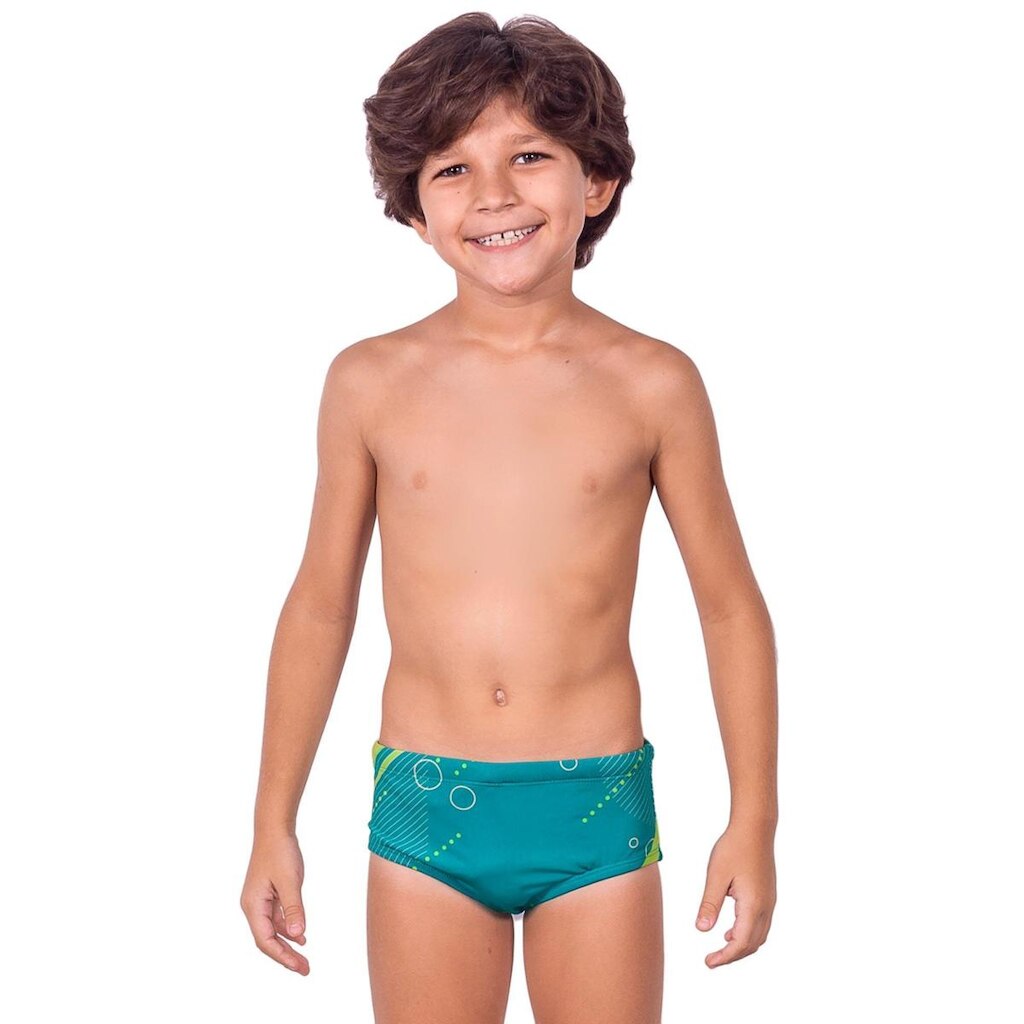 SUNGA INFANTIL FLUOR GEO COM FORRO E PROTEÇÃO UV 50+ KAUNA
