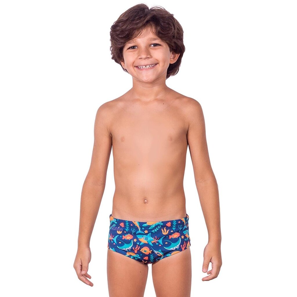 SUNGA INFANTIL FUNDO DO MAR COM FORRO E PROTEÇÃO UV 50+ KAUNA