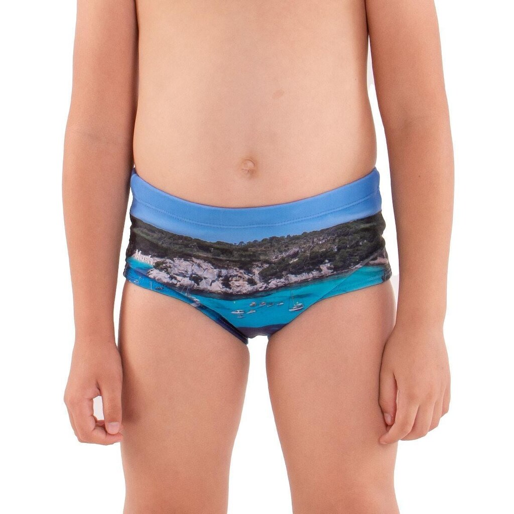 Sunga infantil para meninos modelo estampada Mash .