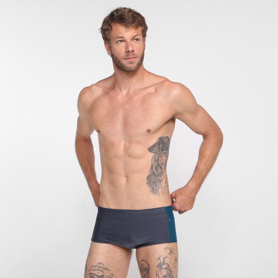 Sunga Larga Mash Com Zíper Lisa - Cinza Menor preço em Sunga Larga Mash Com Zíper Lisa - Cinza