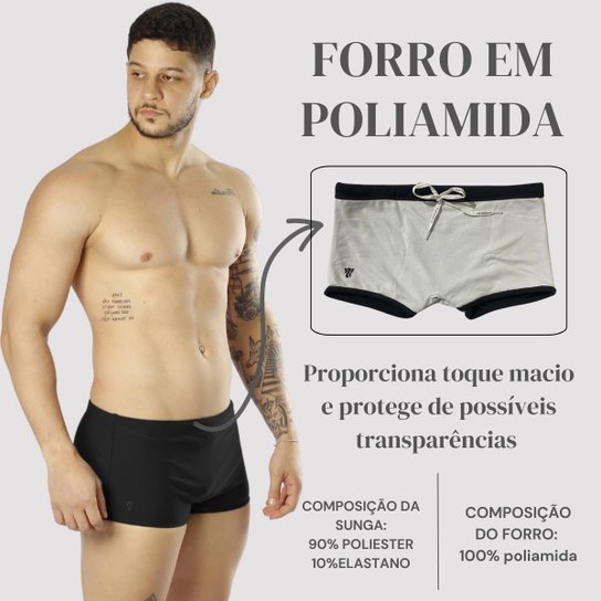 Sunga Masculina Boxer Larga Adulto Lisa Moda Praia