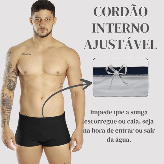 Sunga Masculina Boxer Larga Adulto Lisa Moda Praia