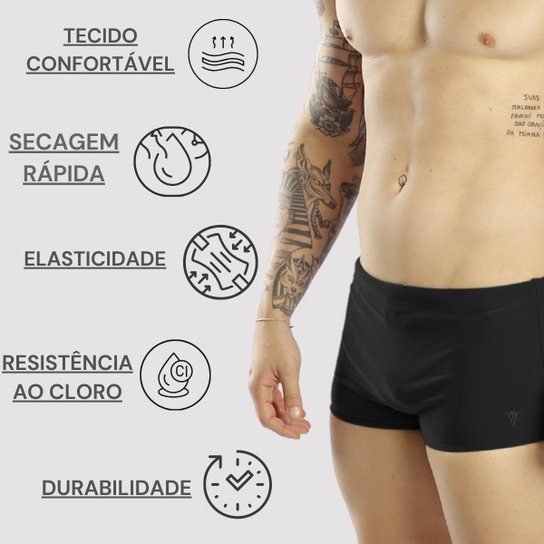 Sunga Masculina Boxer Larga Adulto Lisa Moda Praia