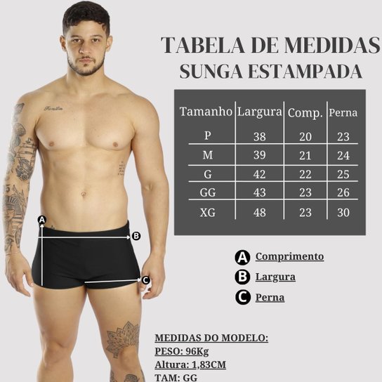 Sunga Masculina Boxer Larga Adulto Lisa Moda Praia
