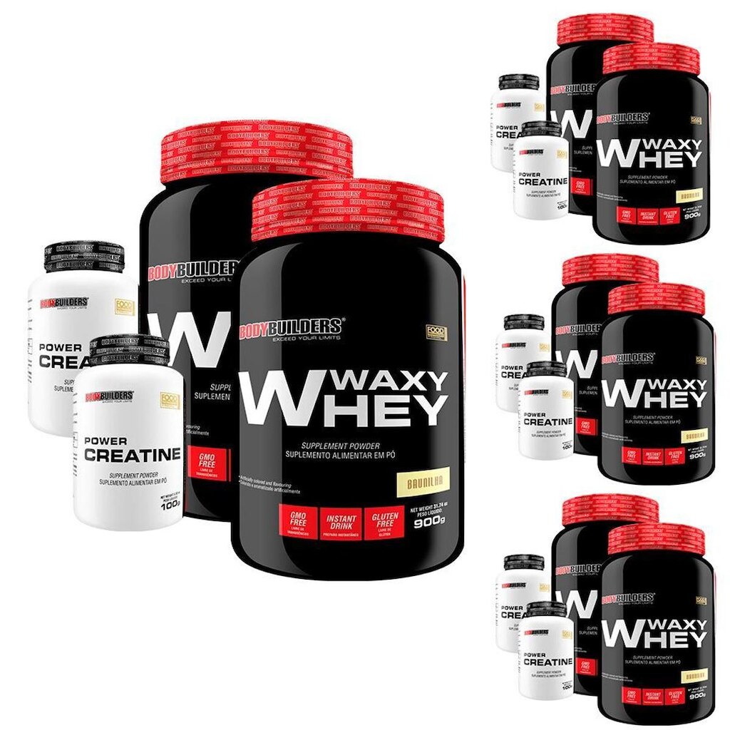 SUPER COMBO AMIGOS: 8x Waxy Whey Protein 900g + 8x Creatina - Bodybuilders - way/wey