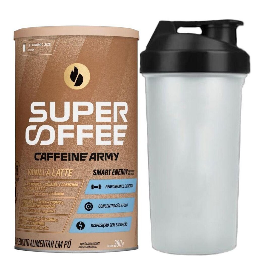 SuperCoffee Vanilla Latte 380g Coqueteleira - Caffeine Army