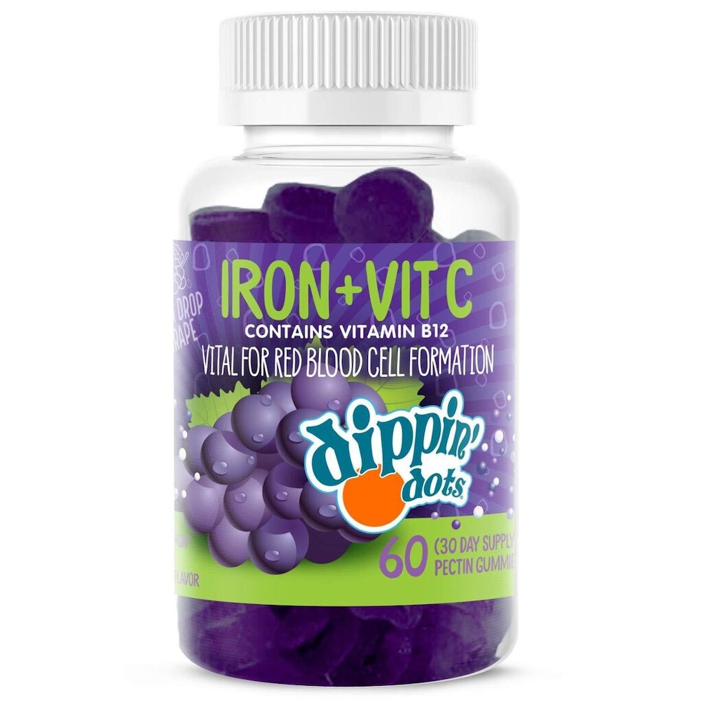 Suplementa Veegan Dippin' Dots Iron com vitamina C e B12