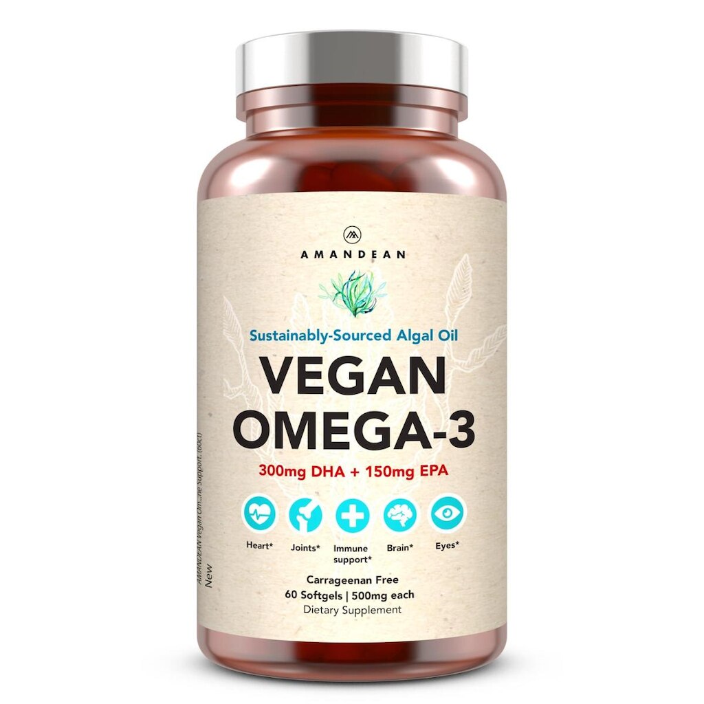 Suplemento AMANDEAN Vegan Omega 3 Algae DHA e EPA 60 cápsulas gelatinosas