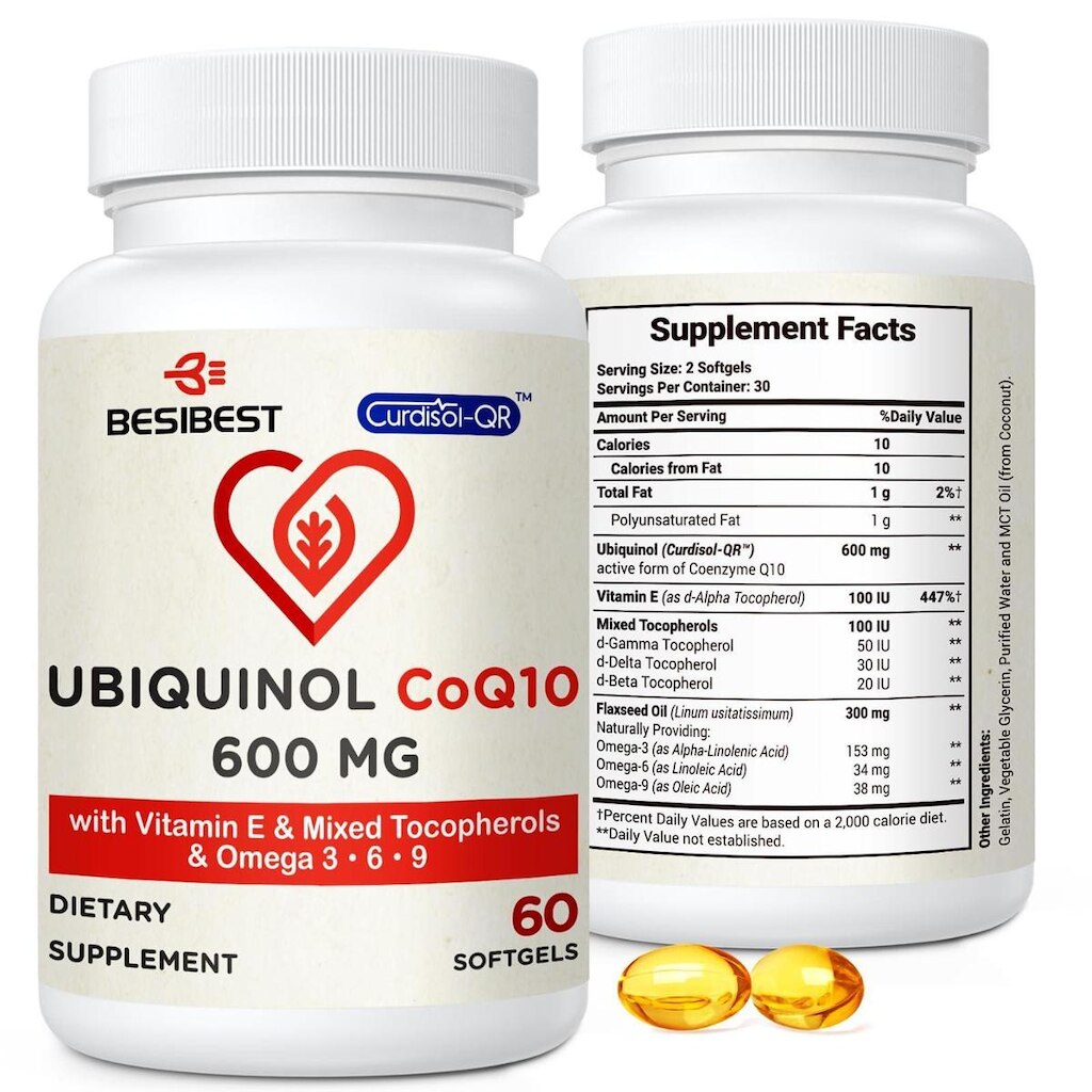 Suplemento Besibest Ubiquinol CoQ10 600mg com vitamina E e ômega