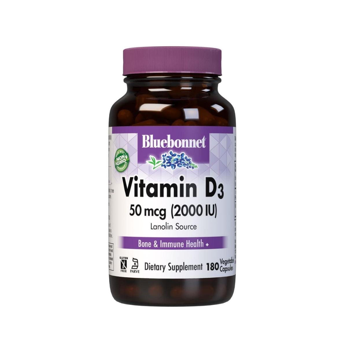 Suplemento Bluebonnet Nutrition Vitamina D3 2000 UI 180 cápsulas
