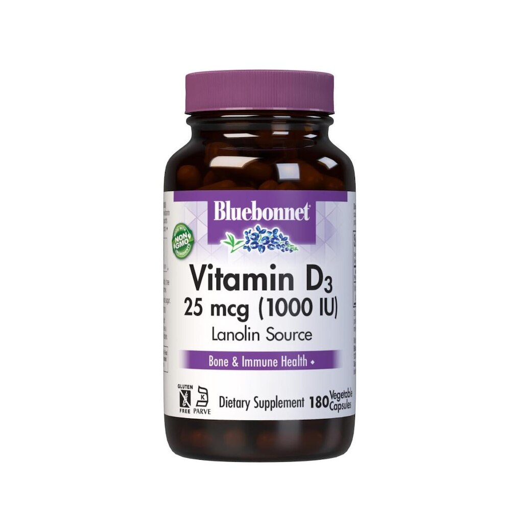 Suplemento Bluebonnet Vitamina D3 1000 UI 180 cápsulas