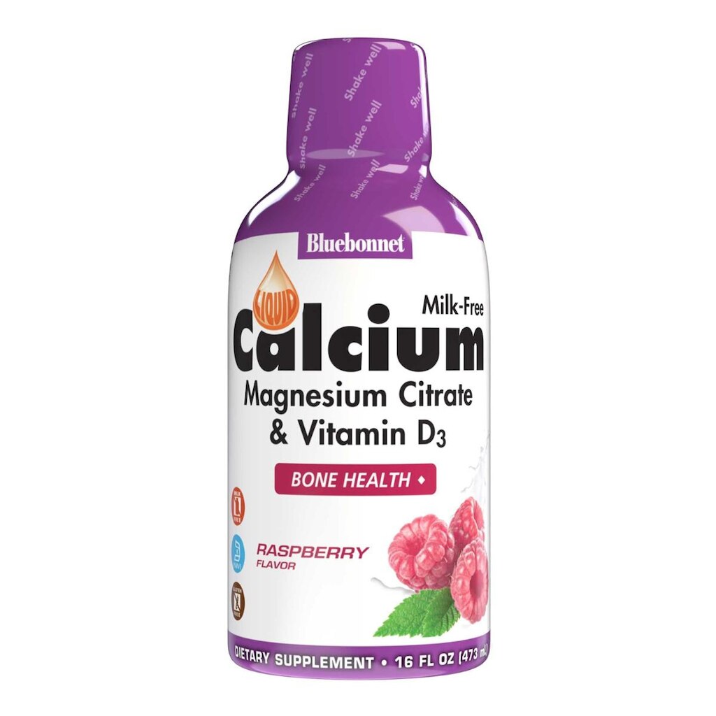 Suplemento Bluebonnet: citrato de cálcio líquido, framboesa, 473 ml