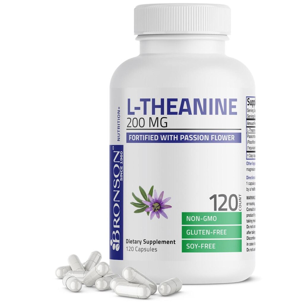 Suplemento Bronson L-Teanina 200 mg com flor de maracujá 120 Ca